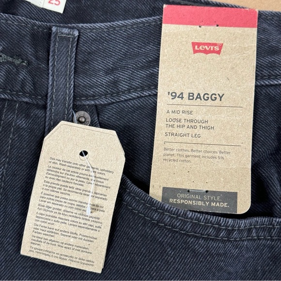 LEVIS 94 BAGGY JEANS BLACK - Picture 8 of 10